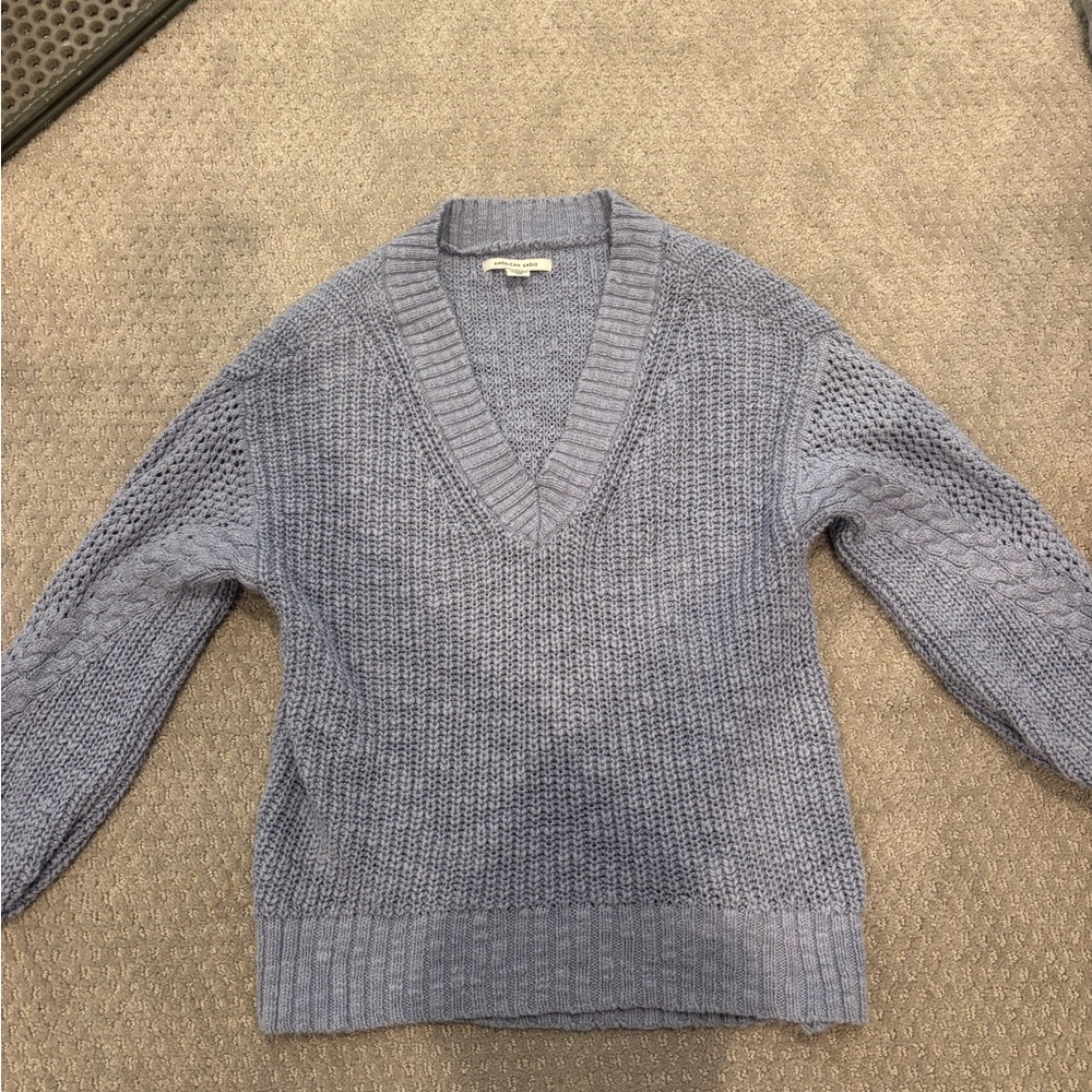 American Eagle Outfitters V-Neck Sweater - Light Gray